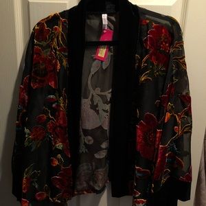 crop top velvet kimono